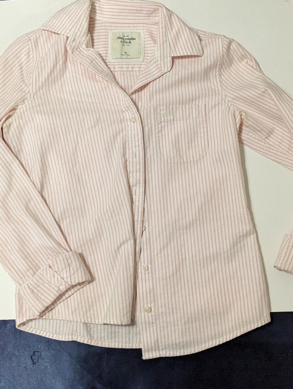 Abercrombie & Fitch Light Pink Striped Button-Down Shirt